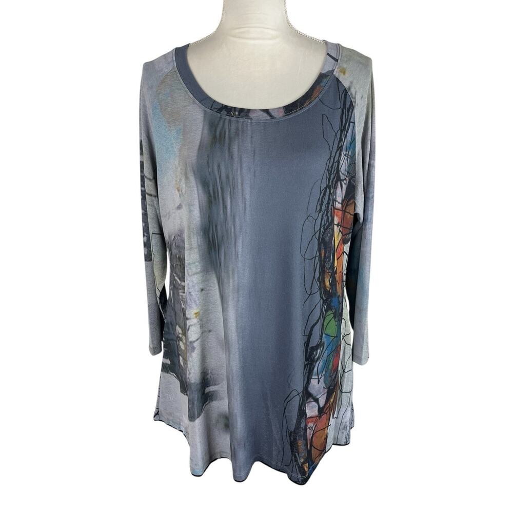 3 Potato Lagenlook Blouse Art to Wear Artsy Indie Top Pockets Size XS NWT
